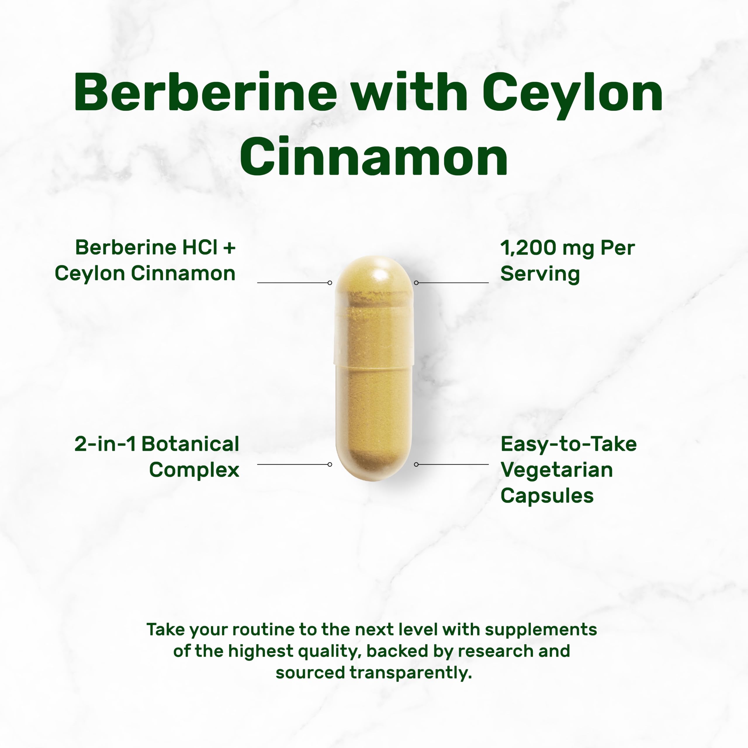 Berberine with Ceylon Cinnamon 1,200 mg Per Serving, 240 Veggie Capsules — Amazon image 3