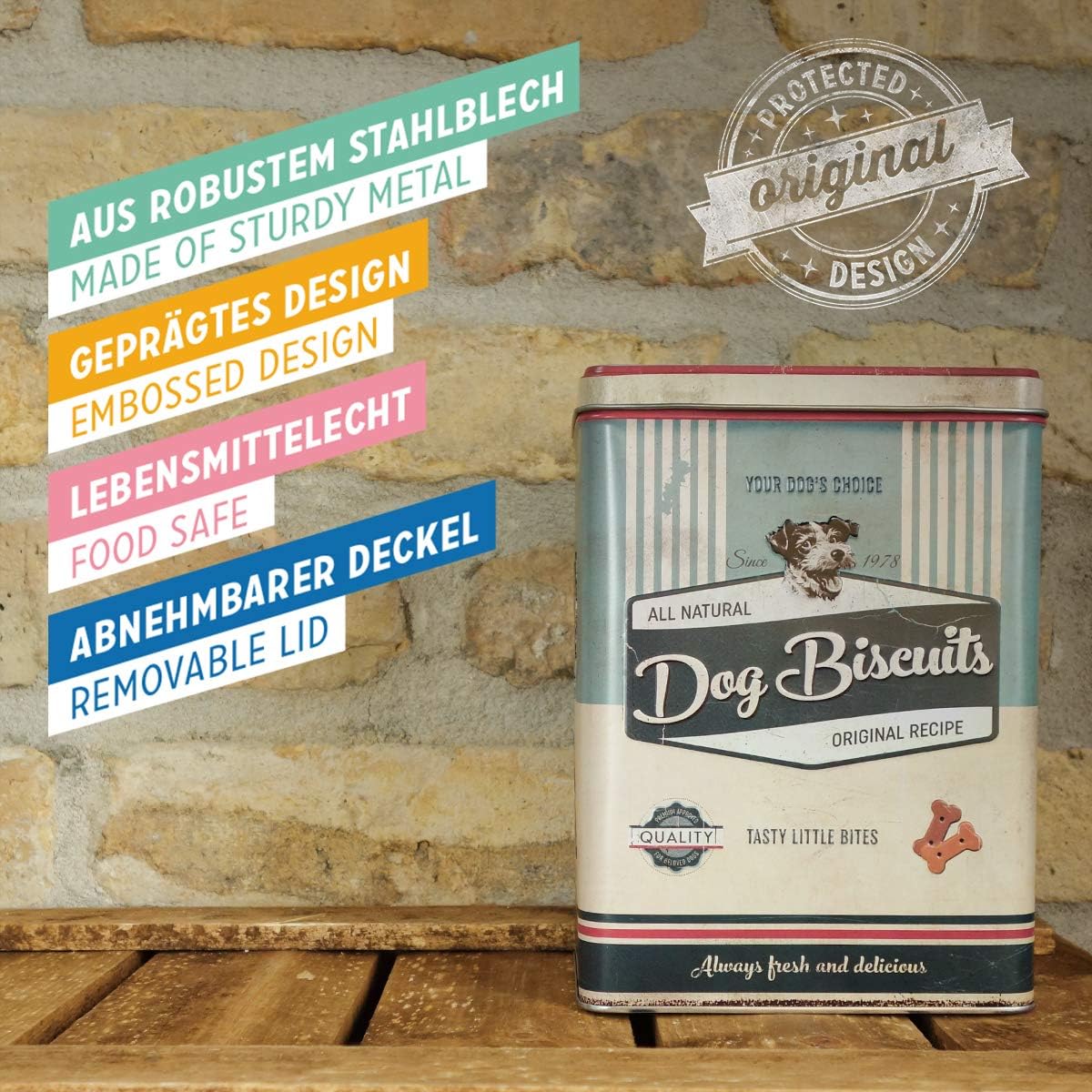 Nostalgic-Art 30145 PfotenSchild - Dog Biscuits, Storage Tin L