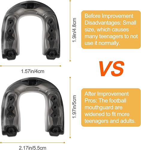 Miniatura 5 de Paquete de 2 protectores bucales de fútbol con correa, suave y mejorado para jóvenes, deportes para boxeo, artes marciales mixtas, hockey, rugby,