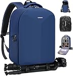 RAINSMORE Sac à dos pour appareil photo DSLR/SLR Sac de photographie de boîtier de caméra professionnel avec boîtier d'objectif & Couverture de pluie
