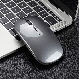 Domary Mouse 2.4G sem fio ultrafino silencioso mouse portátil e elegante mouse recarregável 10m / 33 pés Transmissão sem fio (cinza)
