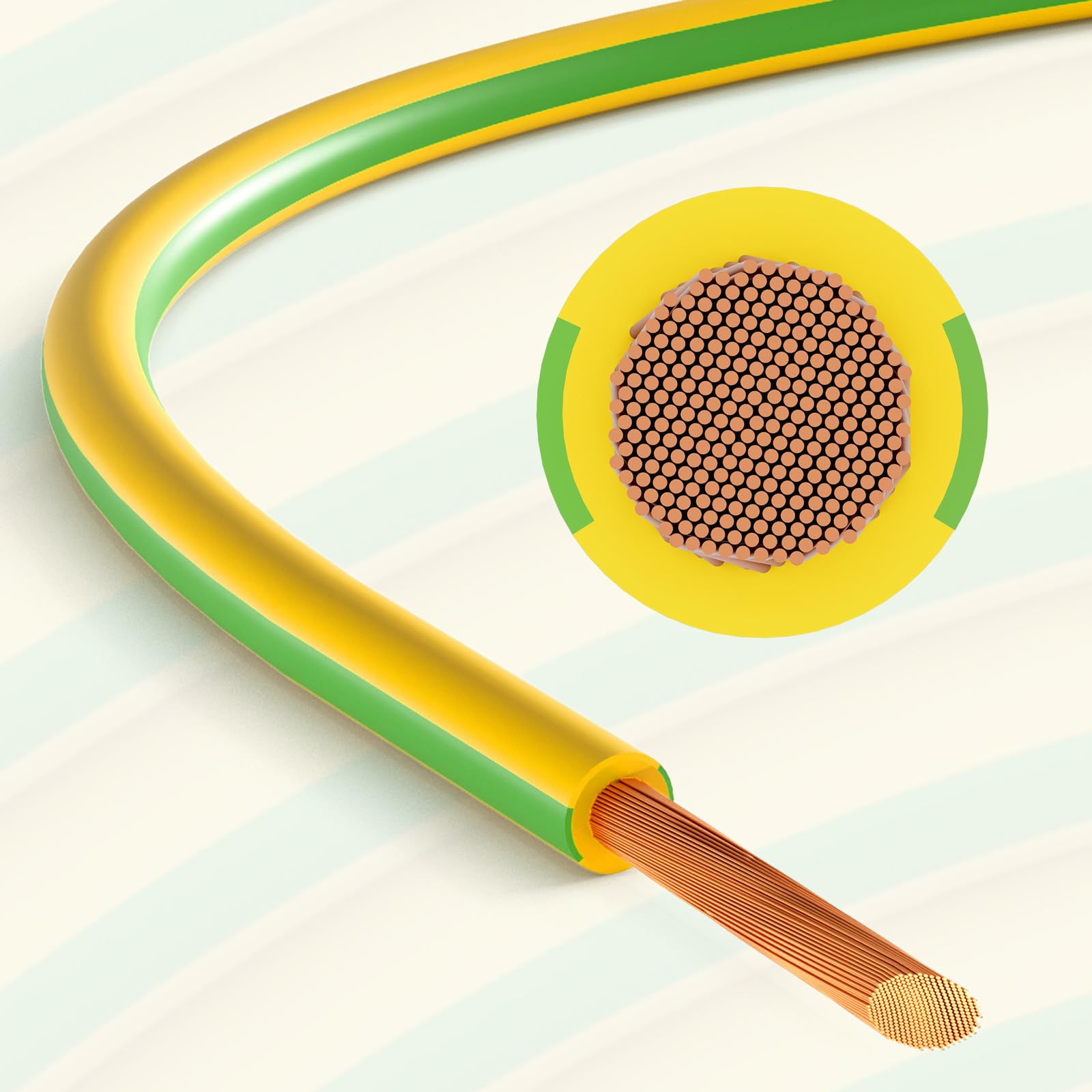 hb-digital Cable de toma de tierra de 100 m, 4 mm², H07V-K, cable de cobre flexible, cable de toma de tierra PV para energía solar fotovoltaica, eléctrica, cable de alambre fino, 1 x 4 mm², PVC, verde