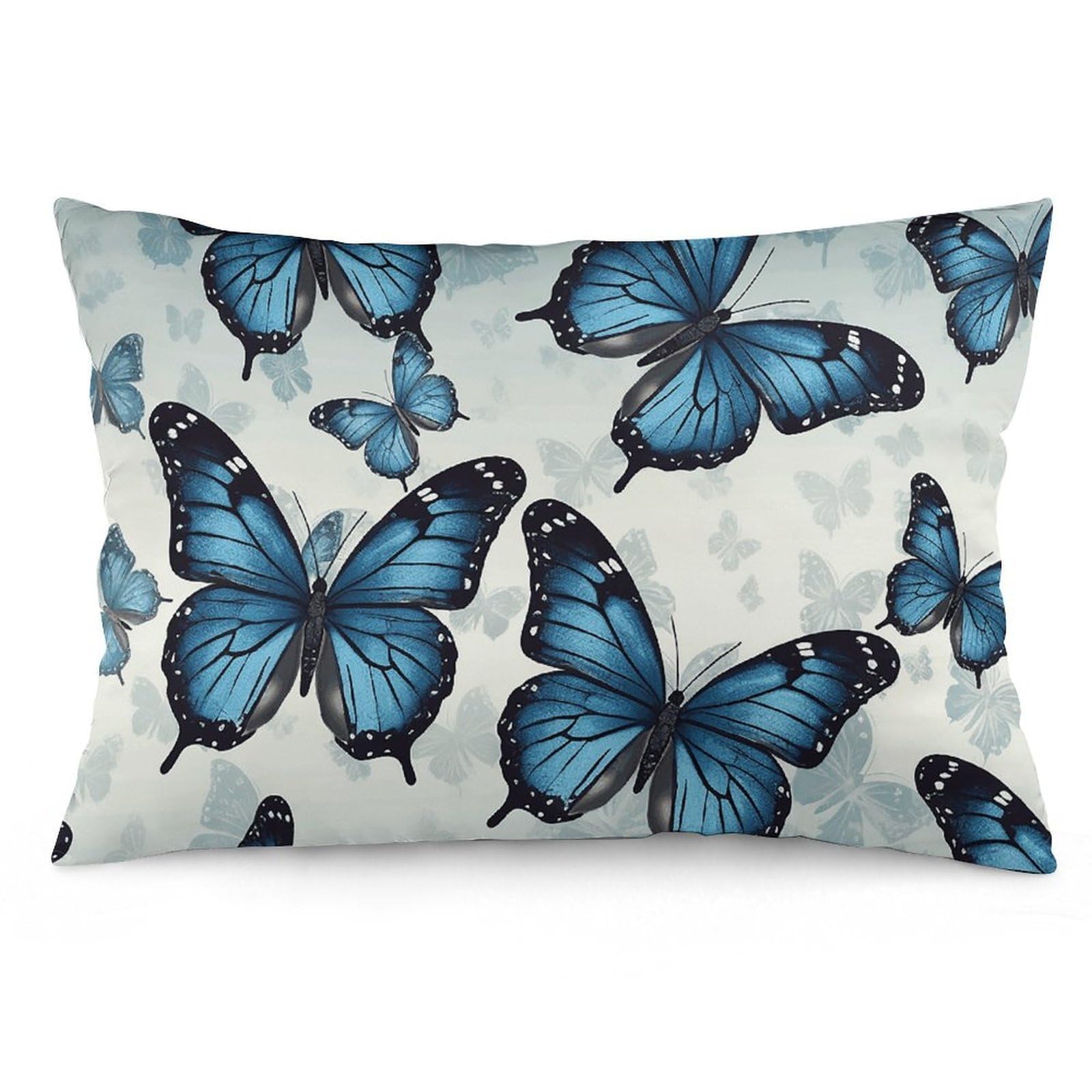 2 Pack Pillow Cases for Hair and Skin, Soft Breathable Pillow Case Covers with Hidden Zipper, Blue Butterfly Pillowcase 12 "x20 Pillow Covers for Sleeping Gift