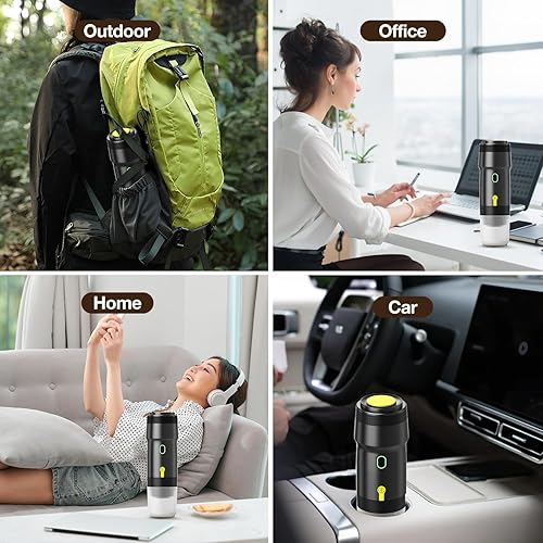 Miniatura 7 de LumoShine Cafetera eléctrica portátil, cafetera de viaje para campamento, cafetera de auto con calentamiento automático con USB-CC, compatible con