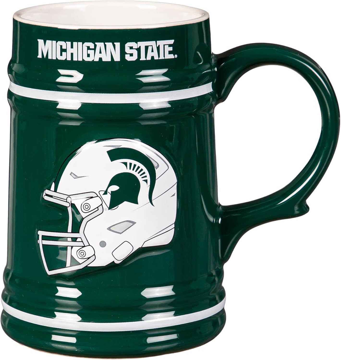 NCAA Michigan State University Ceramic Stein Cup with Handle, 24 oz. Beer Stein Mug, Drinking Cups For Bar, Alcohol, Beverages, Coffee, Teas, Gift for College Sports Fans
