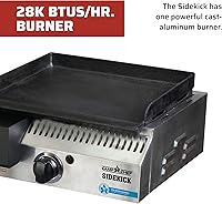 Vista 4 de Camp Chef Sidekick - Accesorio para parrilla, plancha plana incluida, compatible con sistema de cocción de 14 pulgadas, inoxidable/negro