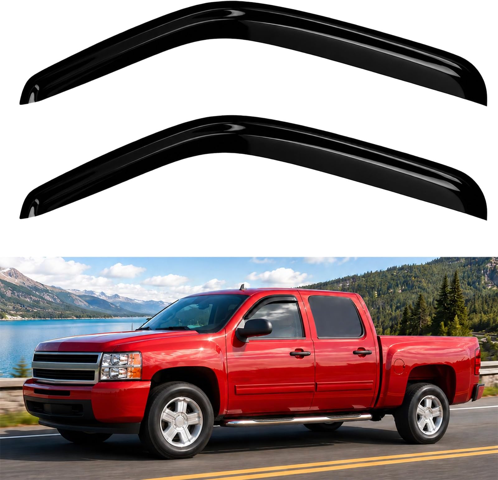 Window Visors Rain Guards fit 07-13 Silverado Sierra 1500 Regular