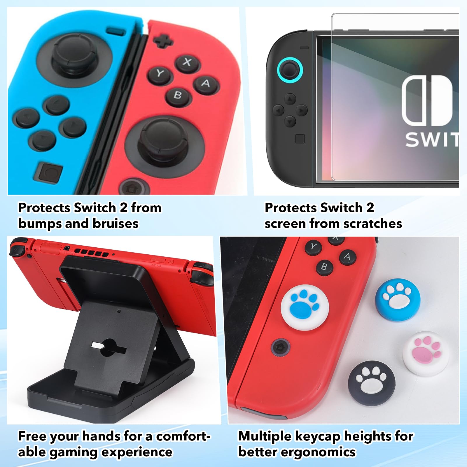 Custodia per Nintendo Switch 2 2025 Console - Portatile Borsa da Viaggio Trasport con 10 Cartucce di Gioco & Pellicola Protettiva - Trasparente Cover Rigida per Nintendo Switch 2 Console & Accessori
