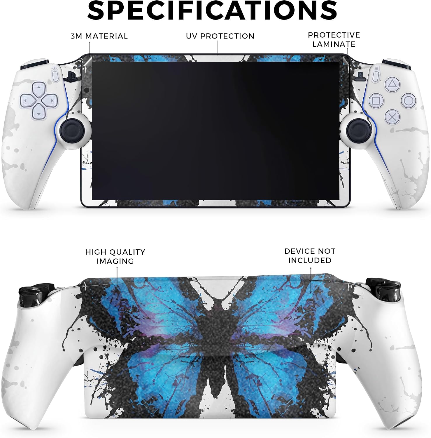 Glossy Glitter Gaming Skin Compatible with PS5 Portal Remote Player - Butterfly Splash - Premium 3M Vinyl Protective Wrap Decal Cover - Easy to Apply | Crafted in The USA by MightySkins