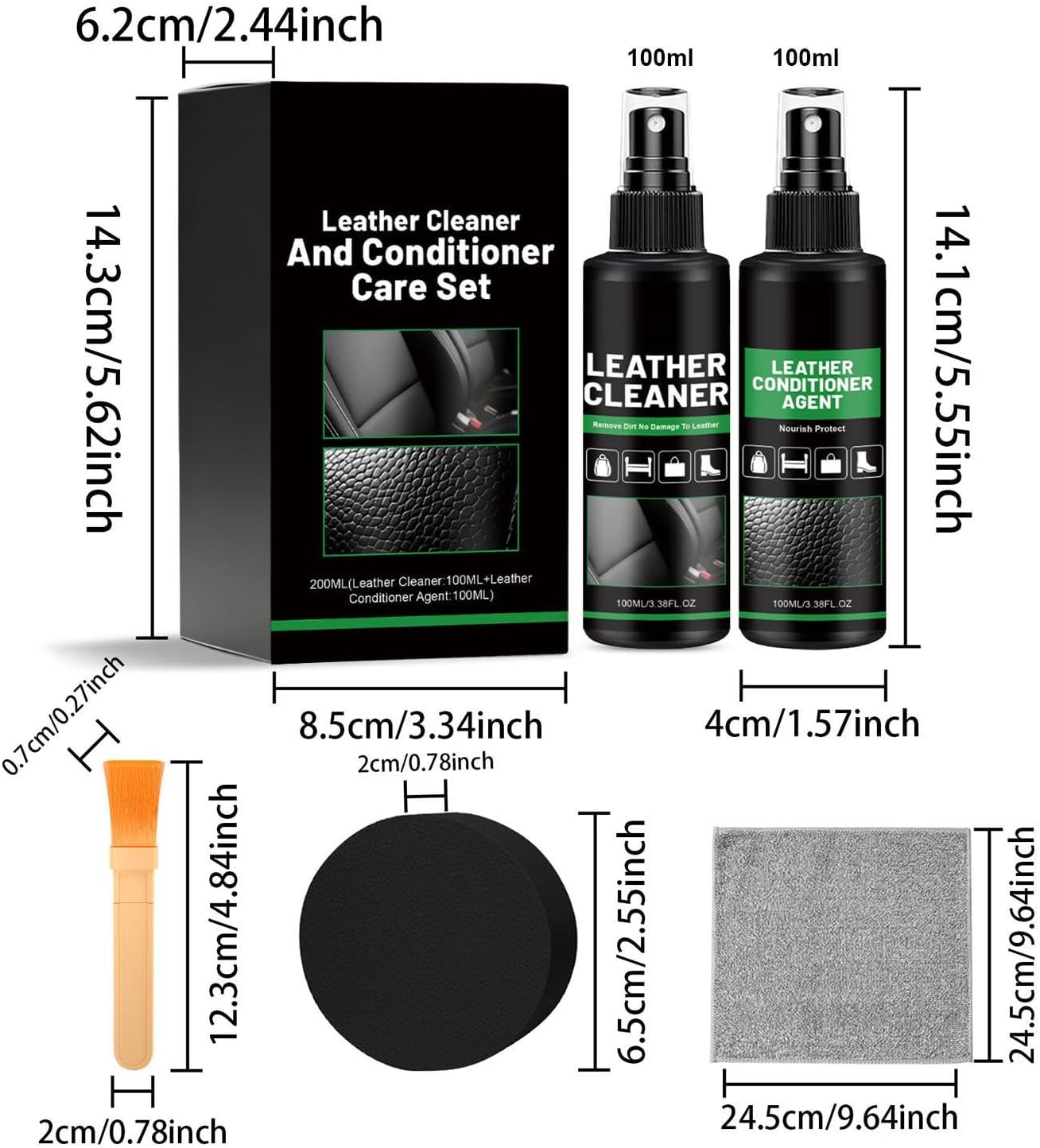Leather Cleaner and Conditioner Kit, Upholstery Detailing Restore Set, Allins-1 Leather Care Formula with Conditioning and Protection, Smooth Restoration System, Multi-Layer Maintenance Product Use