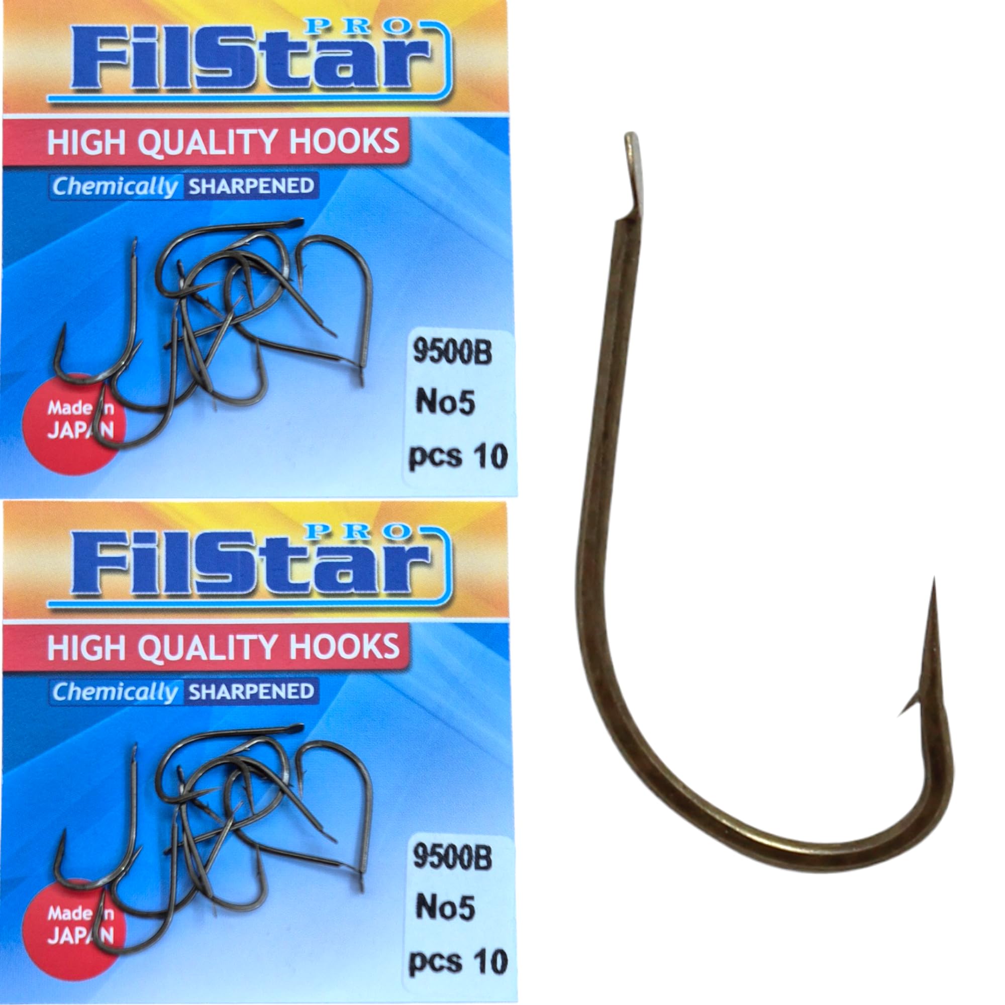 PRO FILSTAR 20 Piece Fishing Hook Set N5, Carp Fishing Hooks, Carp Fishing Accessories, Barbed Carp Hooks