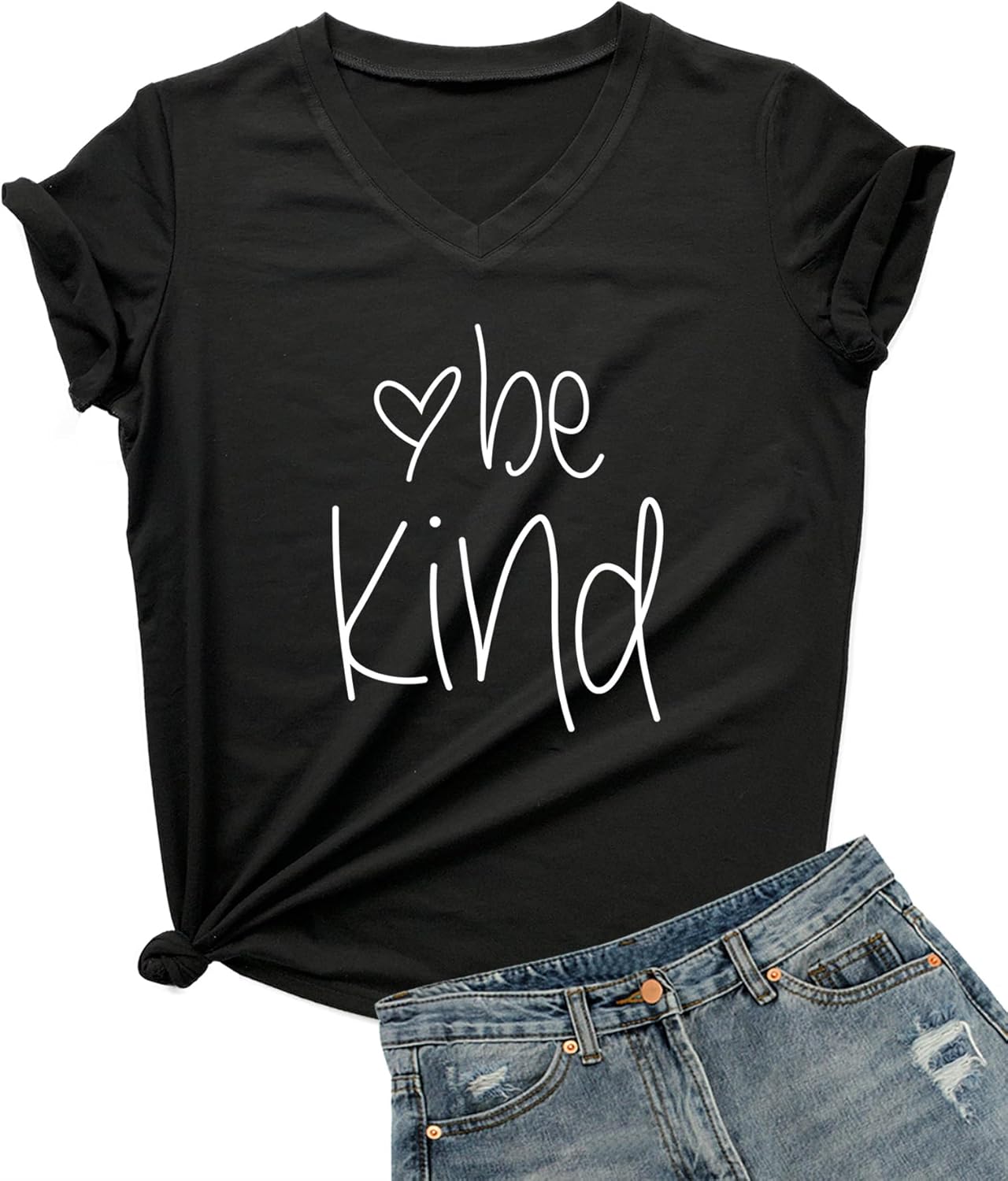 DANVOUY Womens T Shirt Casual Cotton Short Sleeve V-Neck Graphic T-Shirt Tops Tees