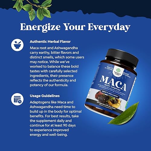 Miniatura 2 de Cápsulas de raíz de maca negra para hombres, suplemento de testosterona a base de hierbas para hombres con ginseng siberiano Ashwagandha y raíz de