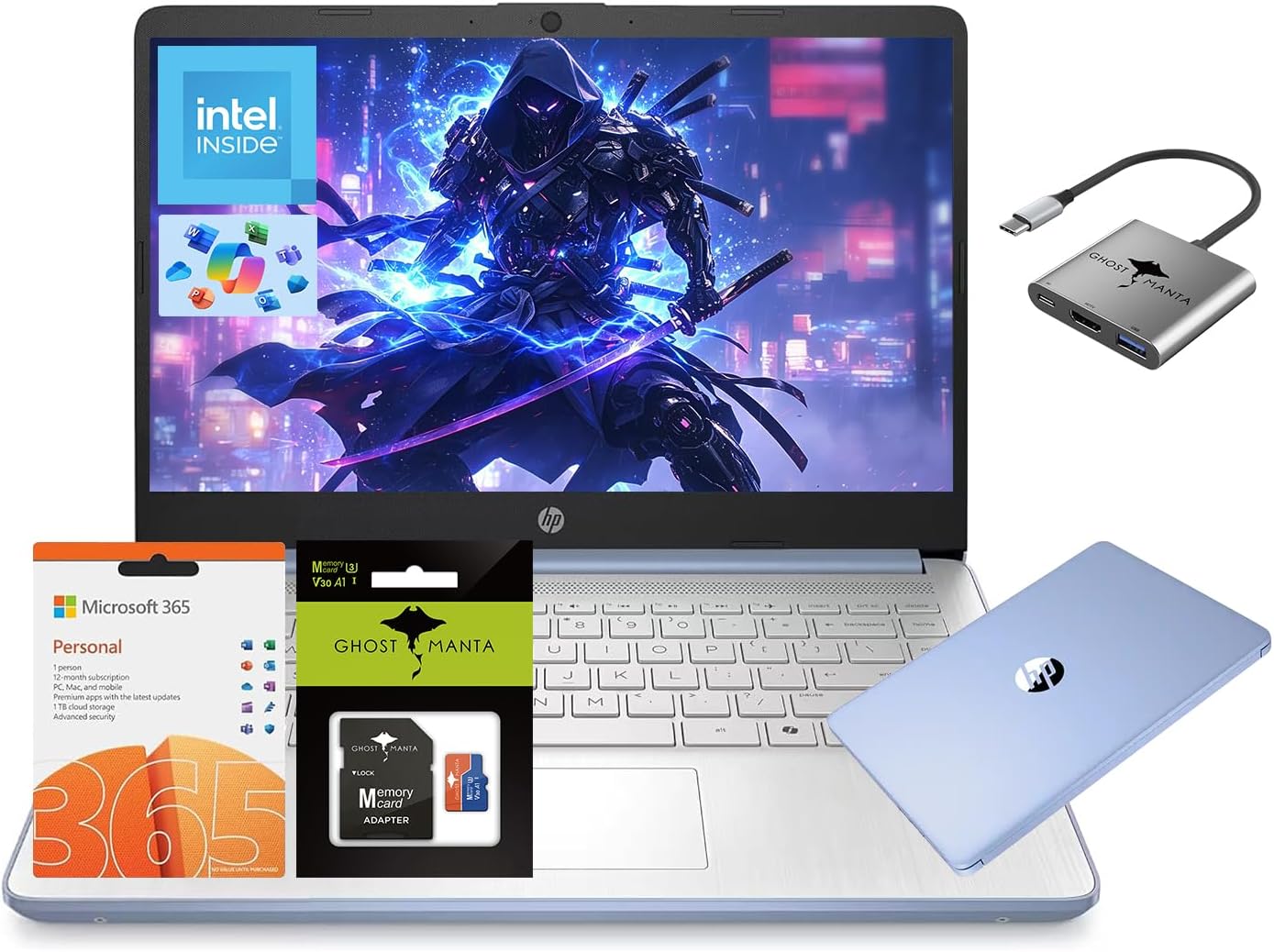 HP 14" Laptop, Intel Processor N150 (Beat i3) 4GB RAM 128GB UFS 1-Year Office 365 Copilot AI Win11 WiFi6 Computer for Creator Business Gaming Student