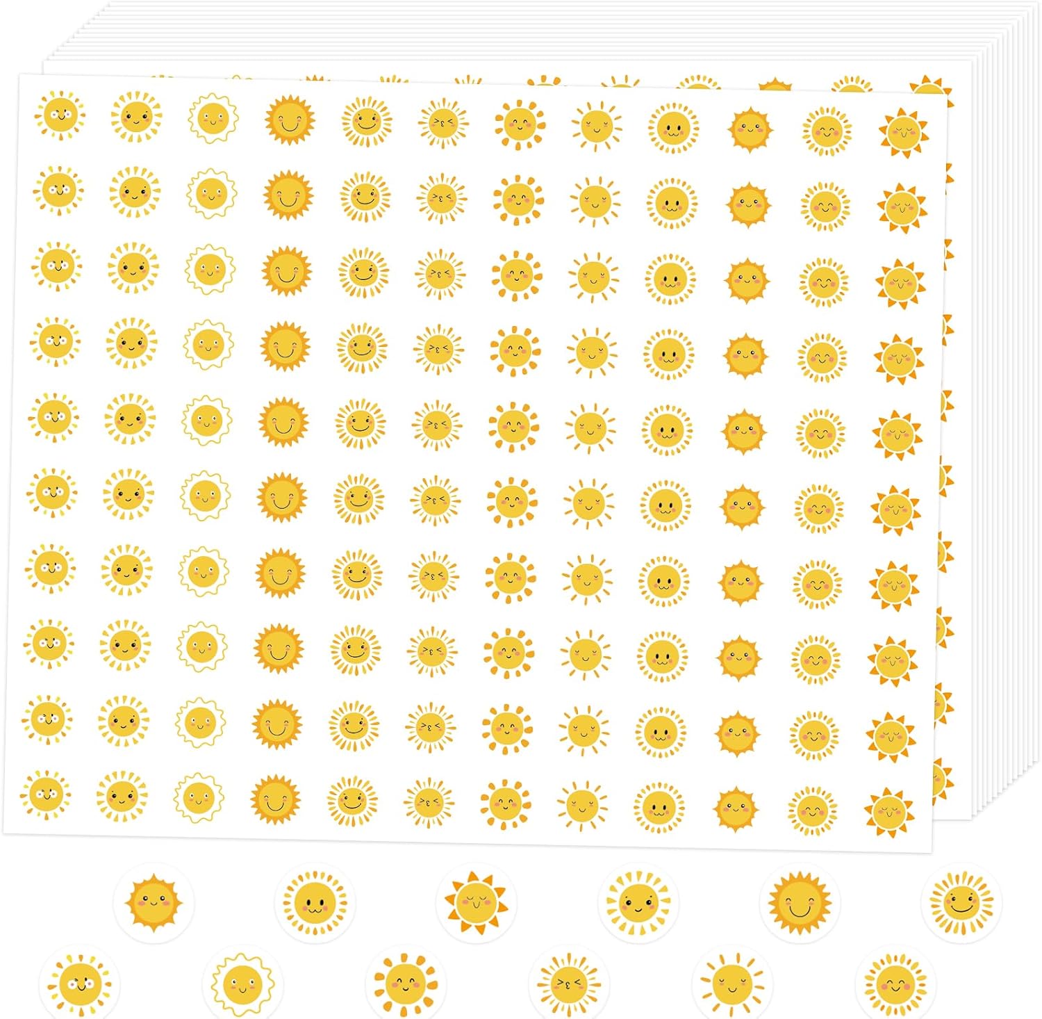 Product image of 6000 Pieces Sun Stickers for Kids, Cute Smile Face Paper Decals Mini Sun Sticker Yellow Self-Adhesive Stickers for Baby Shower Birthday Summer Party Favors Students Teachers Supplies