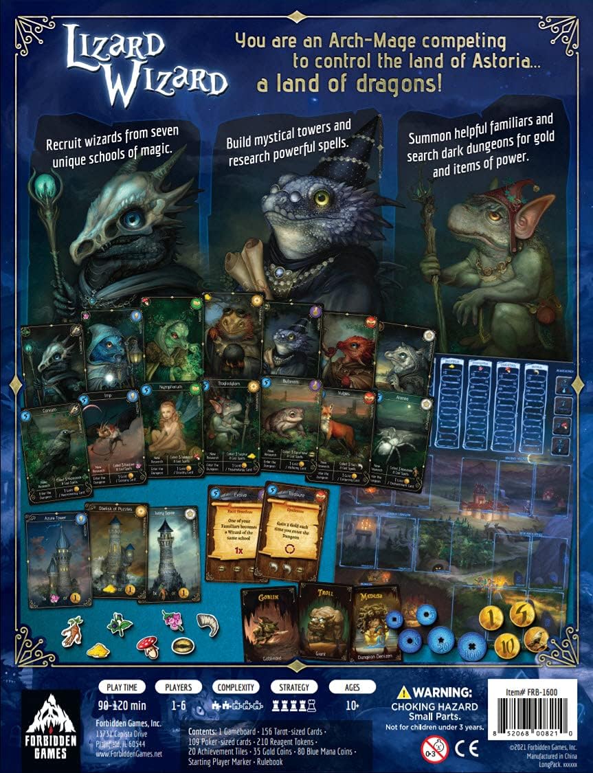 Forbidden Games, Lizard Wizard – Fantasy Strategy Game of Spellcasting, Potions, and Mystical Creatures, Ages 10+, 2-6 Players, Family Game Night Essential