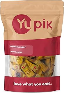Yupik Ginger Chews, Candy, 2.2 lb (35.2 oz), Gluten-Free, Individually Wrapped Candies, Soft & Chewy Bites, Made with Real Ginger, Sweet & Spicy, Quick Snacks