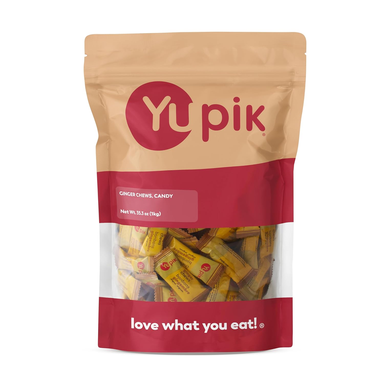 Yupik Ginger Chews, Candy, 2.2 lb (35.2 oz), Gluten-Free, Individually Wrapped Candies, Soft & Chewy Bites, Made with Real Ginger, Sweet & Spicy, Quick Snacks