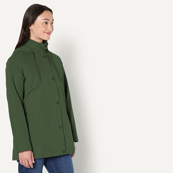 Amazon Essentials Women's Lightweight Waterproof Hooded Rain Jacket