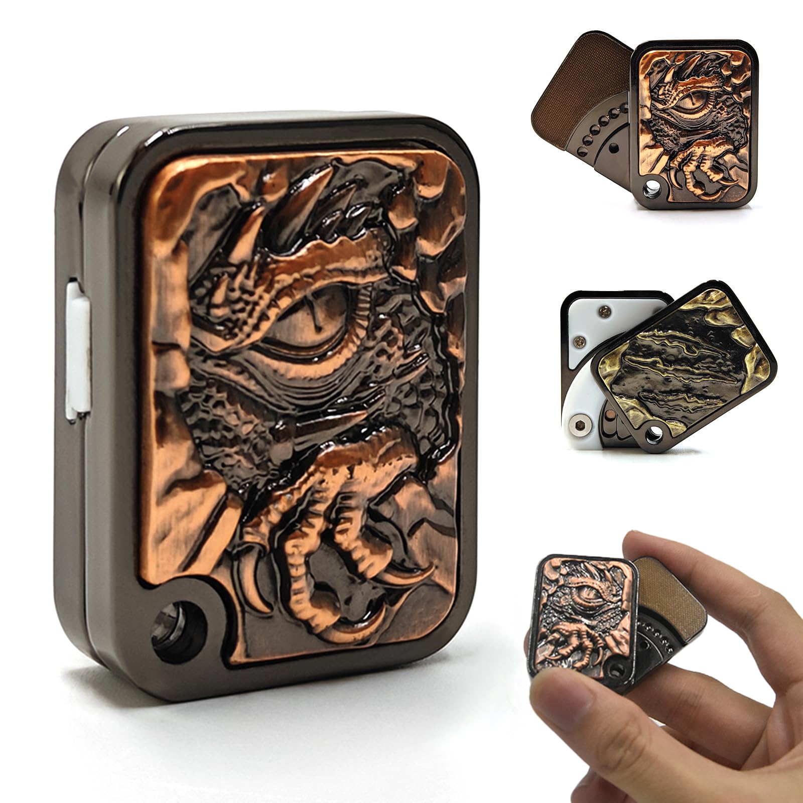 Evil Dragon Fidget Slider, EDC Fidget Toys Adults Sensory Toy Haptic Slider, Home Office Gadgets Executive Desk Toy for Keep Focus & Stress Relief, Gift for Him (Copper)