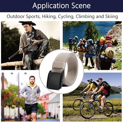 Miniatura 8 de Cinturón de nailon para hombre cinturón táctico militar cinturón de lona transpirable con hebilla de plástico para pantalones de 46 pulgadas