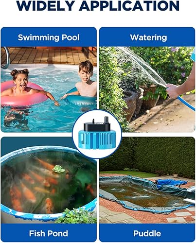 Miniatura 7 de Bomba de cubierta de piscina 850 GPH Bomba de estanque, baja inversión y mismo rendimiento, bomba de sumidero Bomba de agua sumergible para drenaje