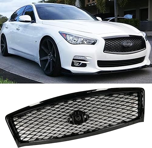 MATMACRO Rejilla negra brillante para Infiniti Q50 Front Hood Superior Mesh Grill 2014-2017