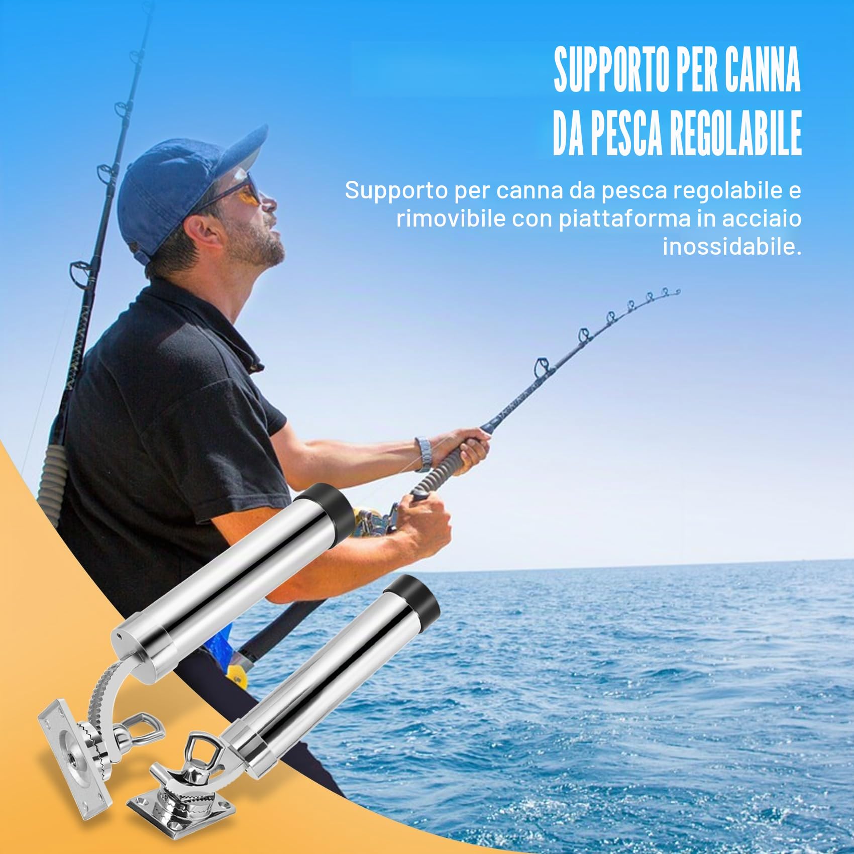 Supporto per da pesca, regolabile, colore