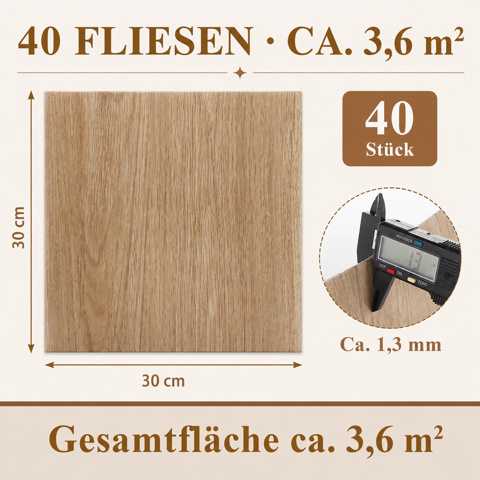 CYEER Lot de 40 revêtements de sol en PVC auto-adhésifs - 30 x 30 cm - En vinyle - Imperméable - Antidérapant - Autocollant - Pour cuisine, salon, salle de bain (grain de bois clair)