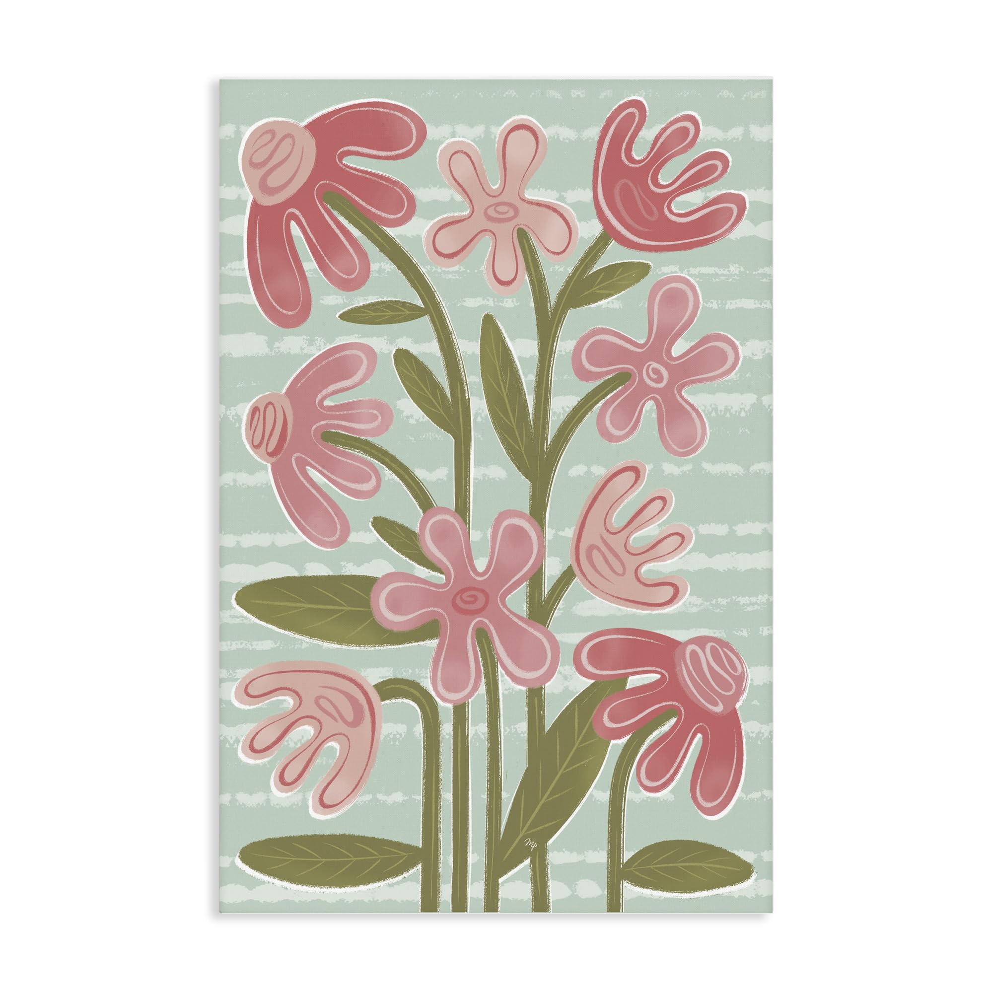 'Pink Whimsy Midcentury Flowers'| Canvas Art
