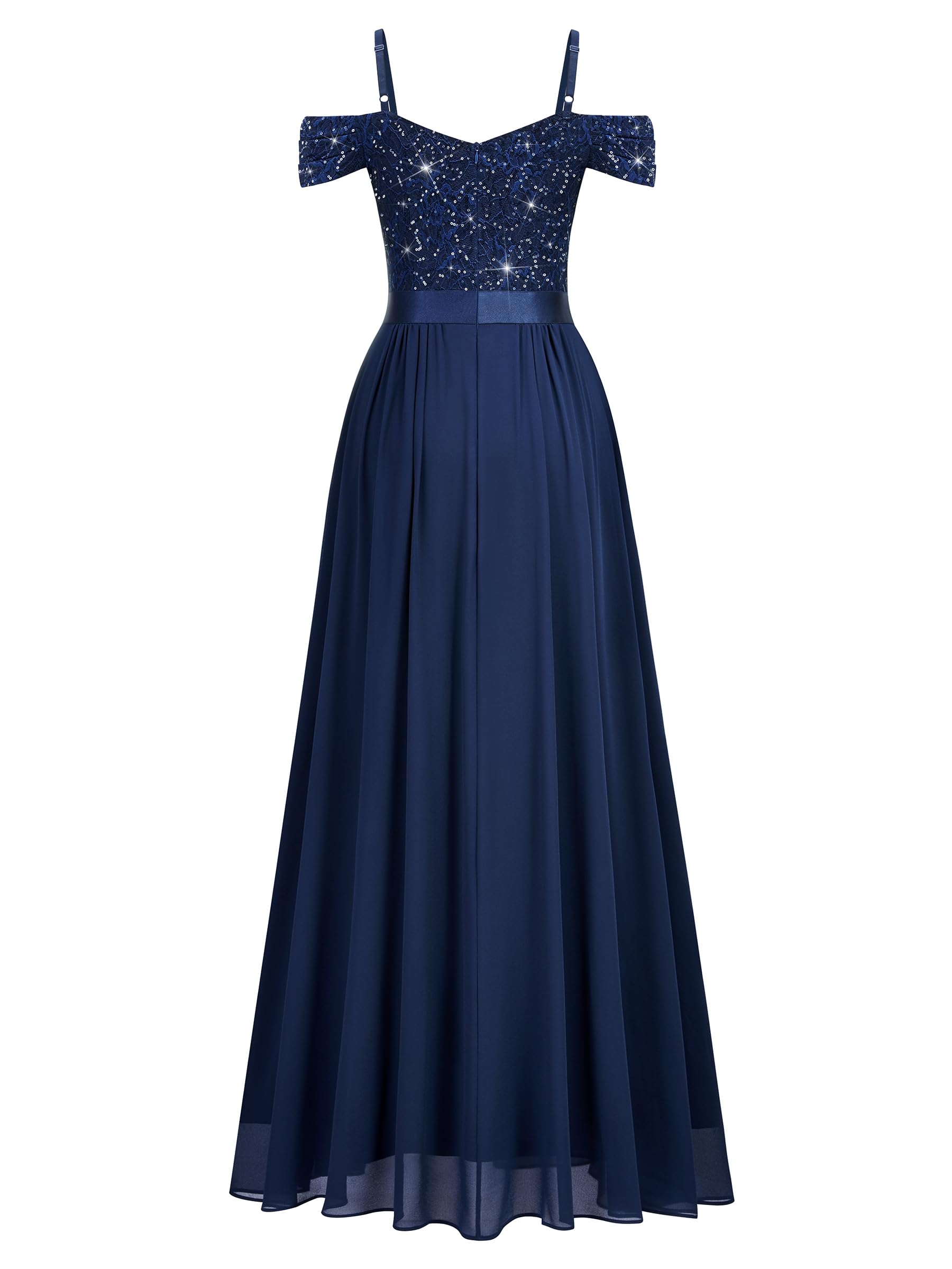 MIUSOL Abito da donna vintage senza spalline, in pizzo, con paillettes, per matrimoni, invitati, banchetti e feste