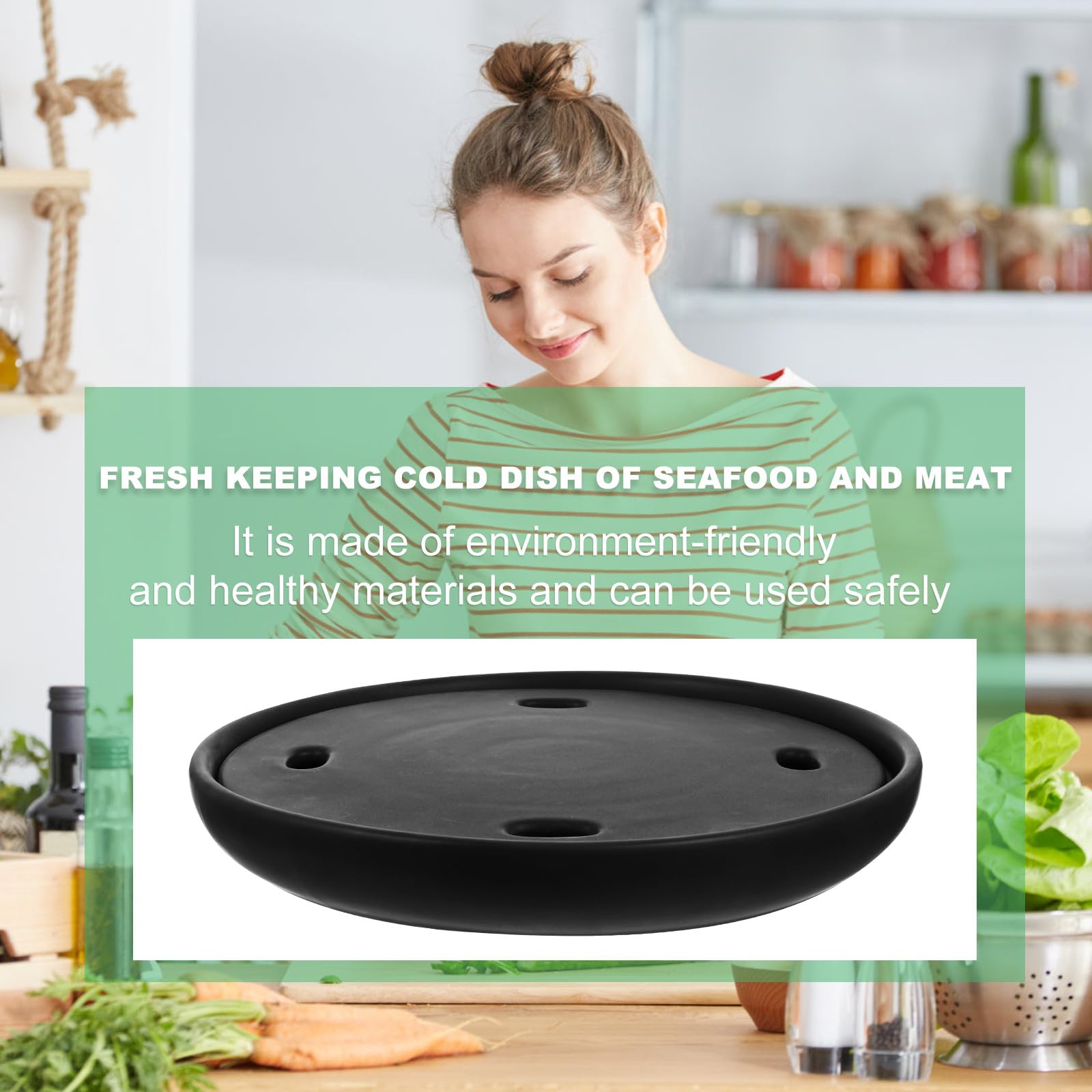 PRETYZOOM Assiette à Sushis Noire en Céramique pour Saumon et Sushi