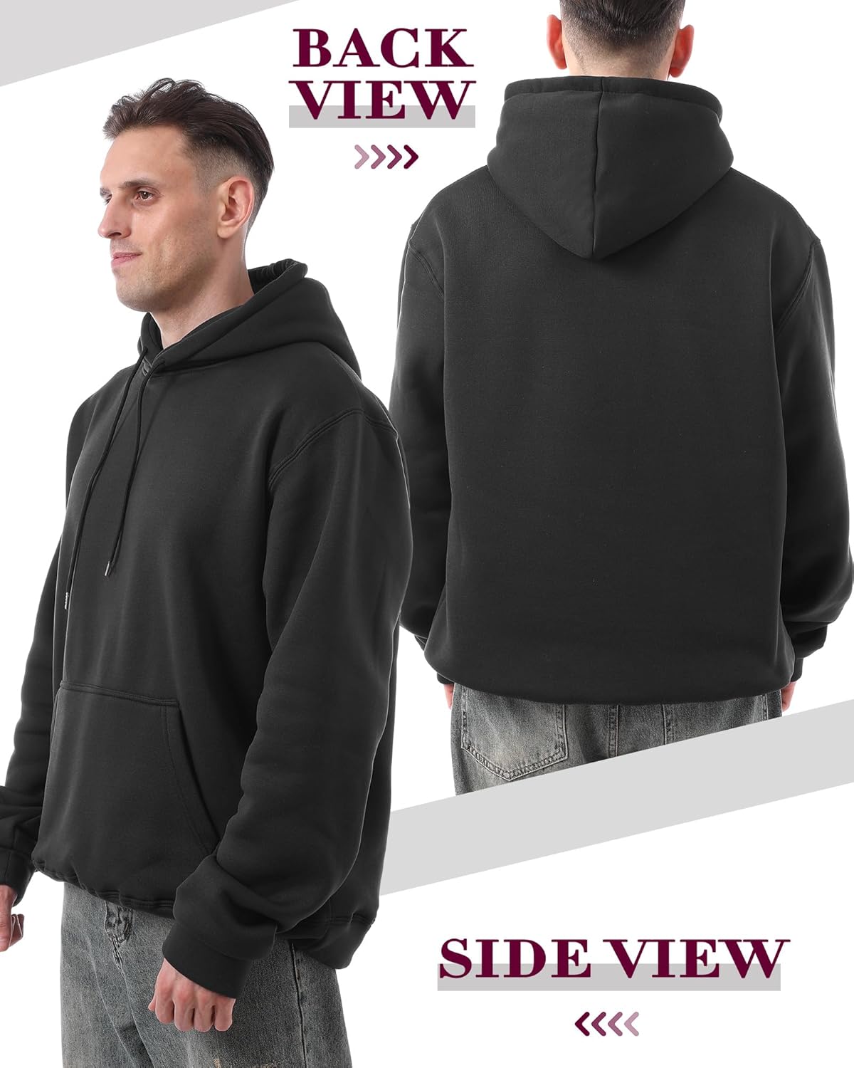 Taiyin 3 Pack Men's Lightweight Fleece Pullover Hoodie Long Sleeve Sweatshirt with Pockets for Men - Image 2