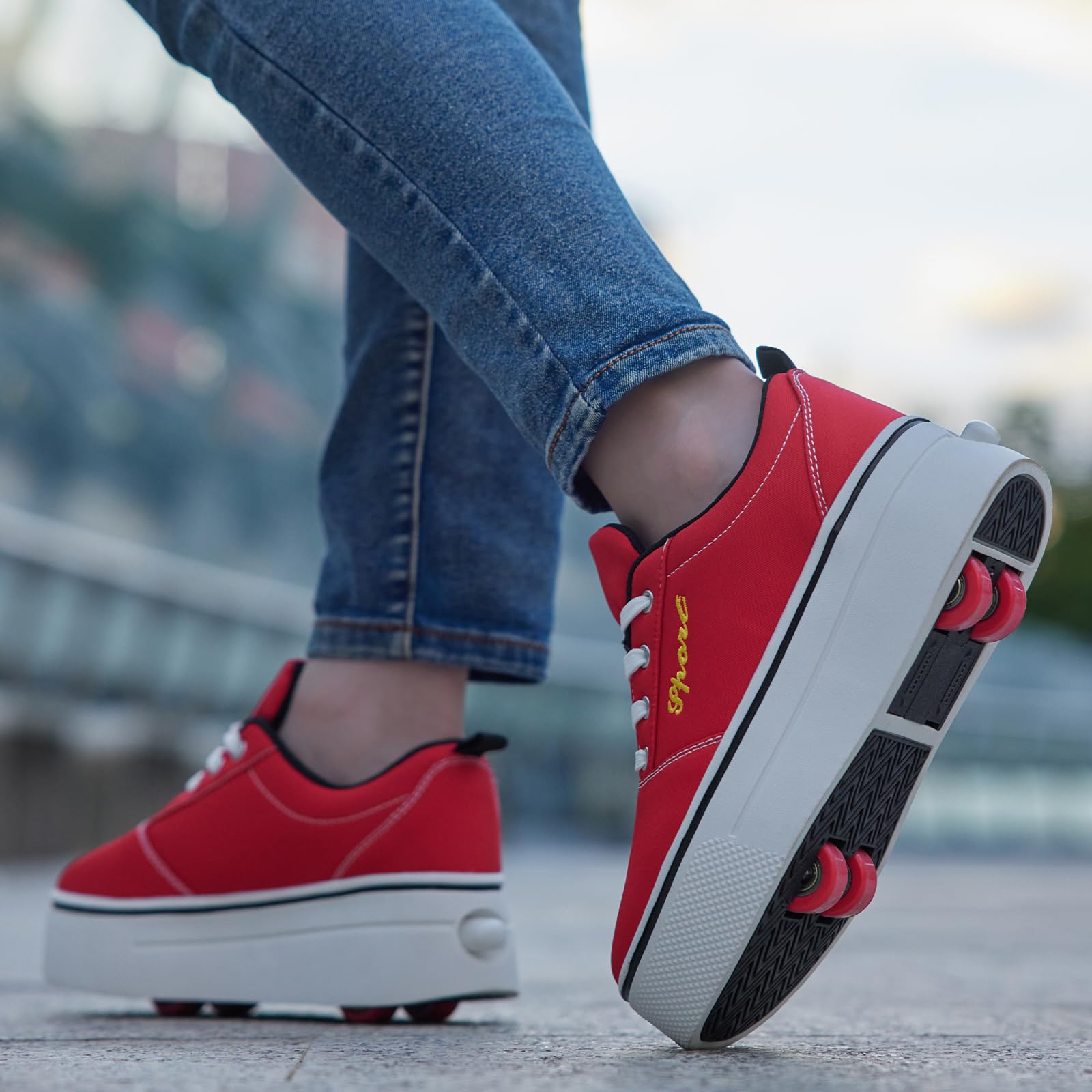 Pattini a rotelle per bambini, ragazze, ragazzi, scarpe da skateboard, rimovibili, 4 ruote, eleganti, resistenti, comode, divertenti