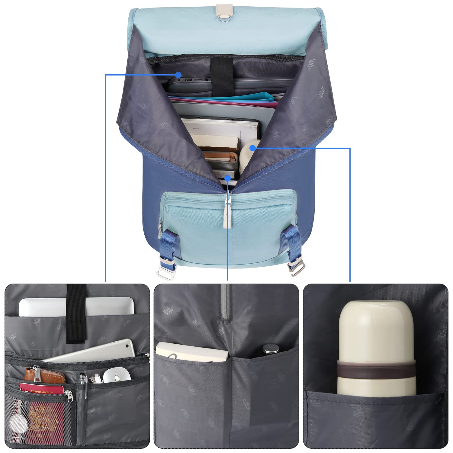 YAMTION Sac à Dos pour Ordinateur Portable 17 Pouces pour Femmes et Hommes,Sac à Dos d'École Sac Lycée Sac Scolaire Cartable Collège Sacoche pour Filles et Garçons