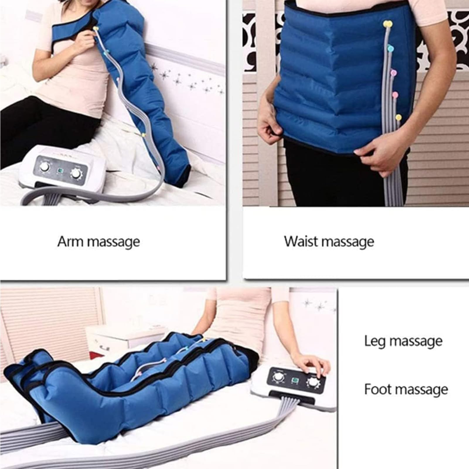 Strumento Di Rilassamento Della Gamba Del Braccio Della Vita Di Tutto Il Corpo, Compressione Dell'aria Elettrica A 6 Cavità Per Il Massaggiatore Del Piede Di Drenaggio Linfatico,Blu