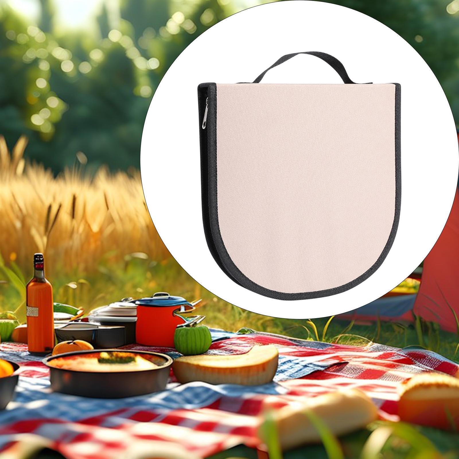 rockible Camping Tableware Storage Bag Outdoor Cutlery Bag Container Accessories Utensil Carrier Organizer for Fishing Travel Plates, Khaki