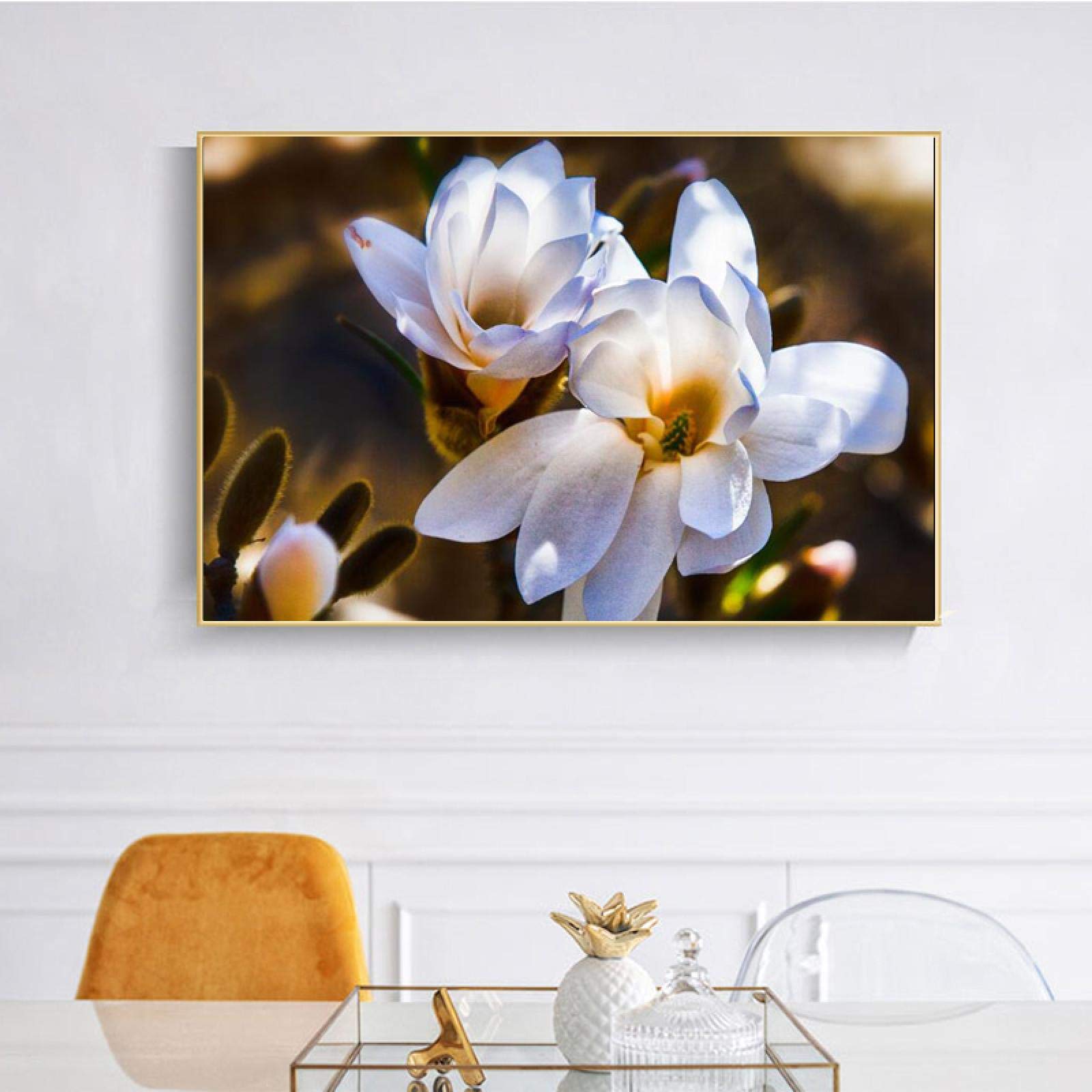 Quadro Su Tela Magnolia – Stampa Artistica Moderna Per Soggiorno, 80x160 Cm Senza Cornice