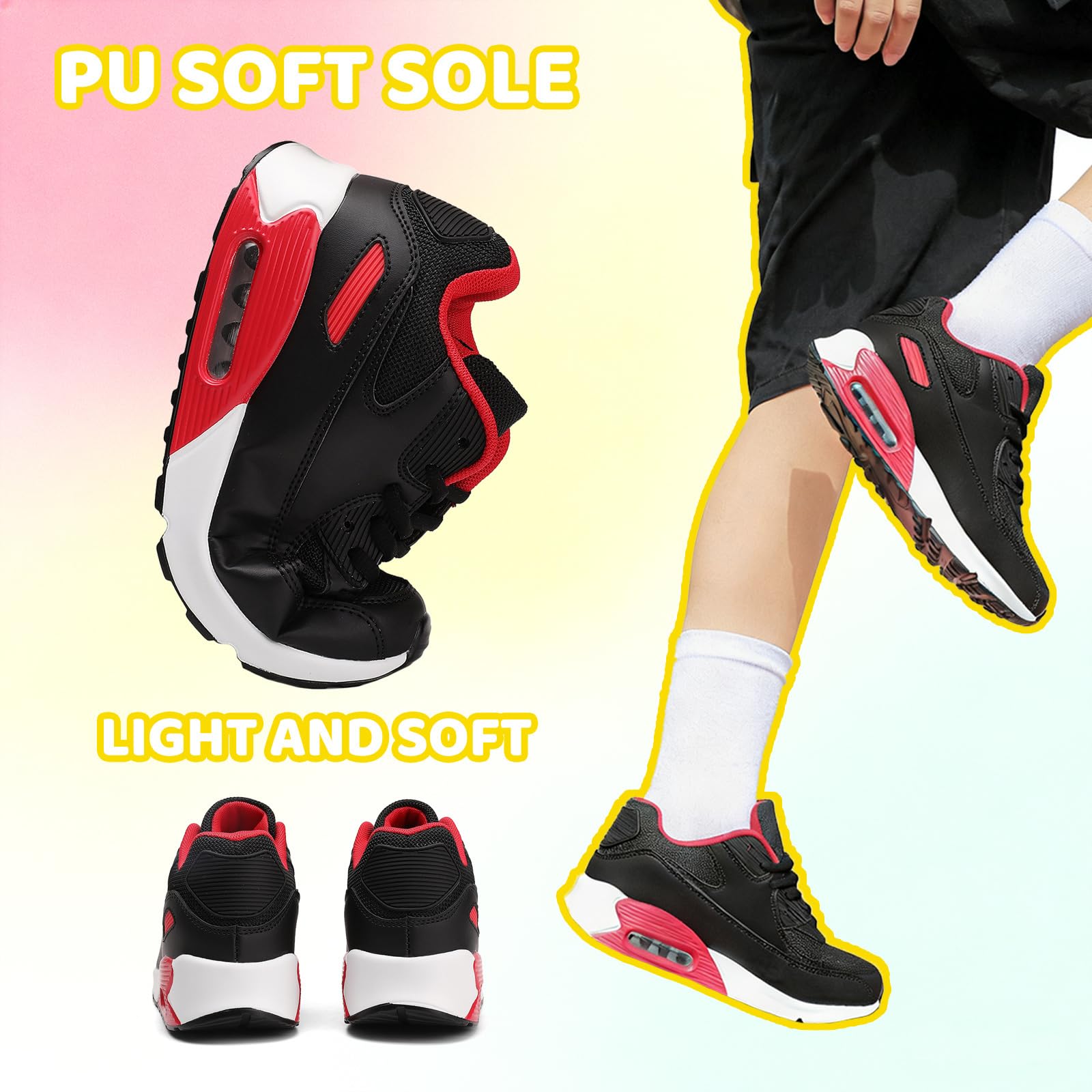 Baskets Garçon Respirant Enfant Chaussures de Course Running Sport Jogging Chaussures de Sports en Salle Fille Low Top Legere Athlétique Sneakers