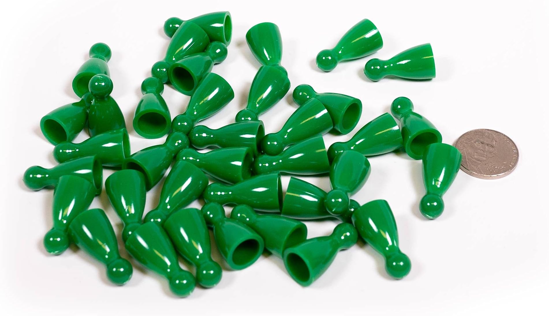 Plastic Pawns: Set of 36 Green Color Board Game Playing Pieces (Chess & Sorry Replacement Halma Pawn Markers, Colored School Classroom Supplies, Arts & Crafts Projects, Education Resource Components)