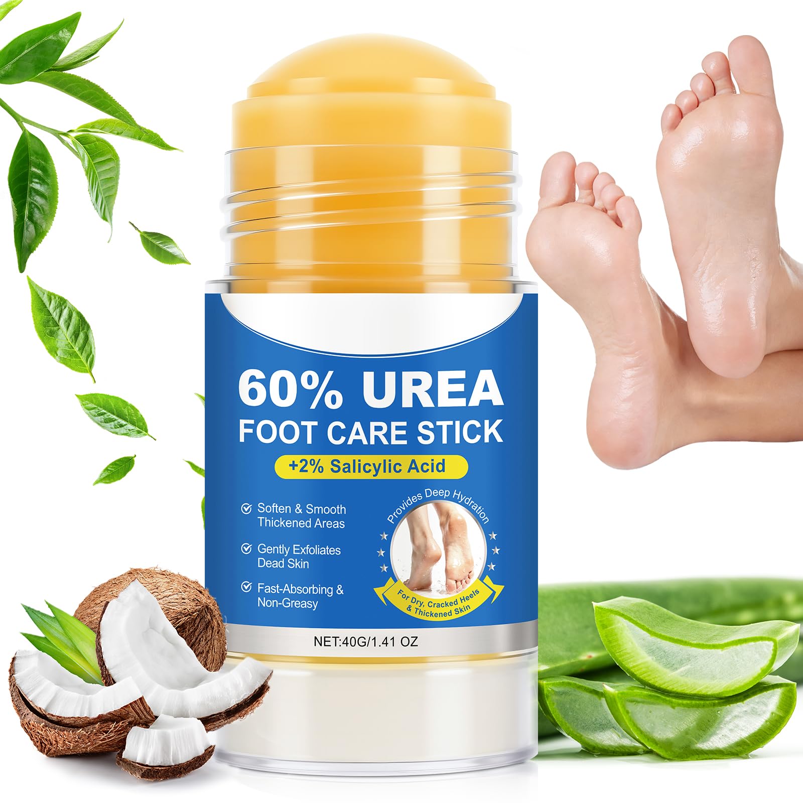 Urea Cream 60 Percent for Feet, pour peaux très sèches et rugueuses, crème réparatrice pour les coudes, les genoux, les pieds et les mains, soin des pieds (1PC)