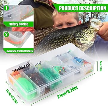 Fishing Lures Kit,Bass Fishing Tackle Set Including Soft Baits Jig Heads Hooks Weights, Complete Freshwater Lure Kit for Bass Trout Walleye Panfish
