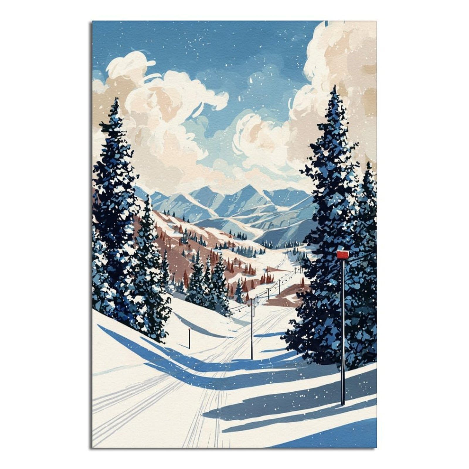 Park City Utah Ski Poster 20x30inch(50x75cm) Vintage Watercolor Canvas Art