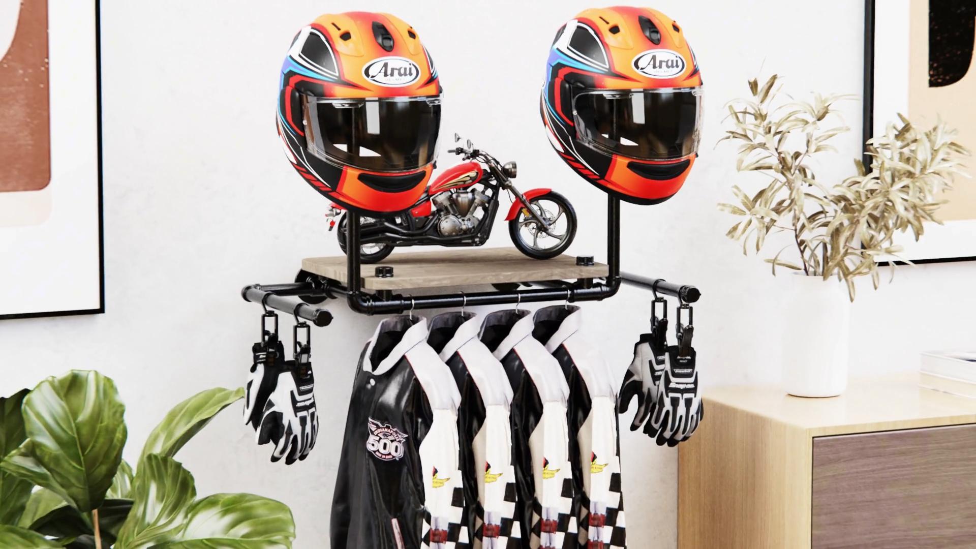 Moto Perchero Para Casco Y Chamarra Perchero Porta Casco Y