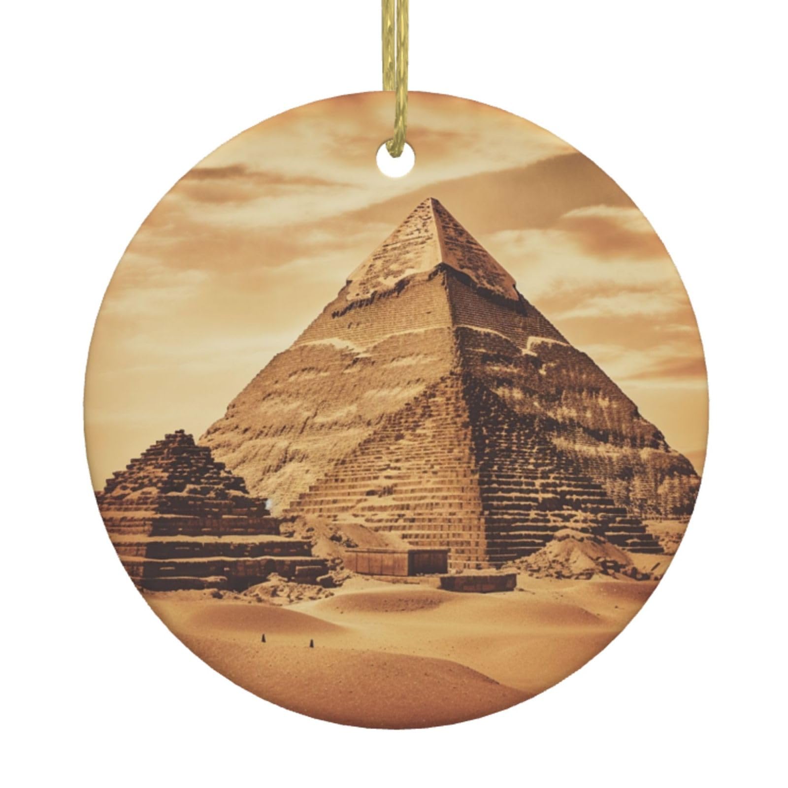 Fodpand Women's White Vintage Great Egyptian Pyramid Christmas Ornaments 2025, Gift Exchange For Men, Collectible Ceramic Ornament Round Hanging Ornaments For Christmas Tree Decoration