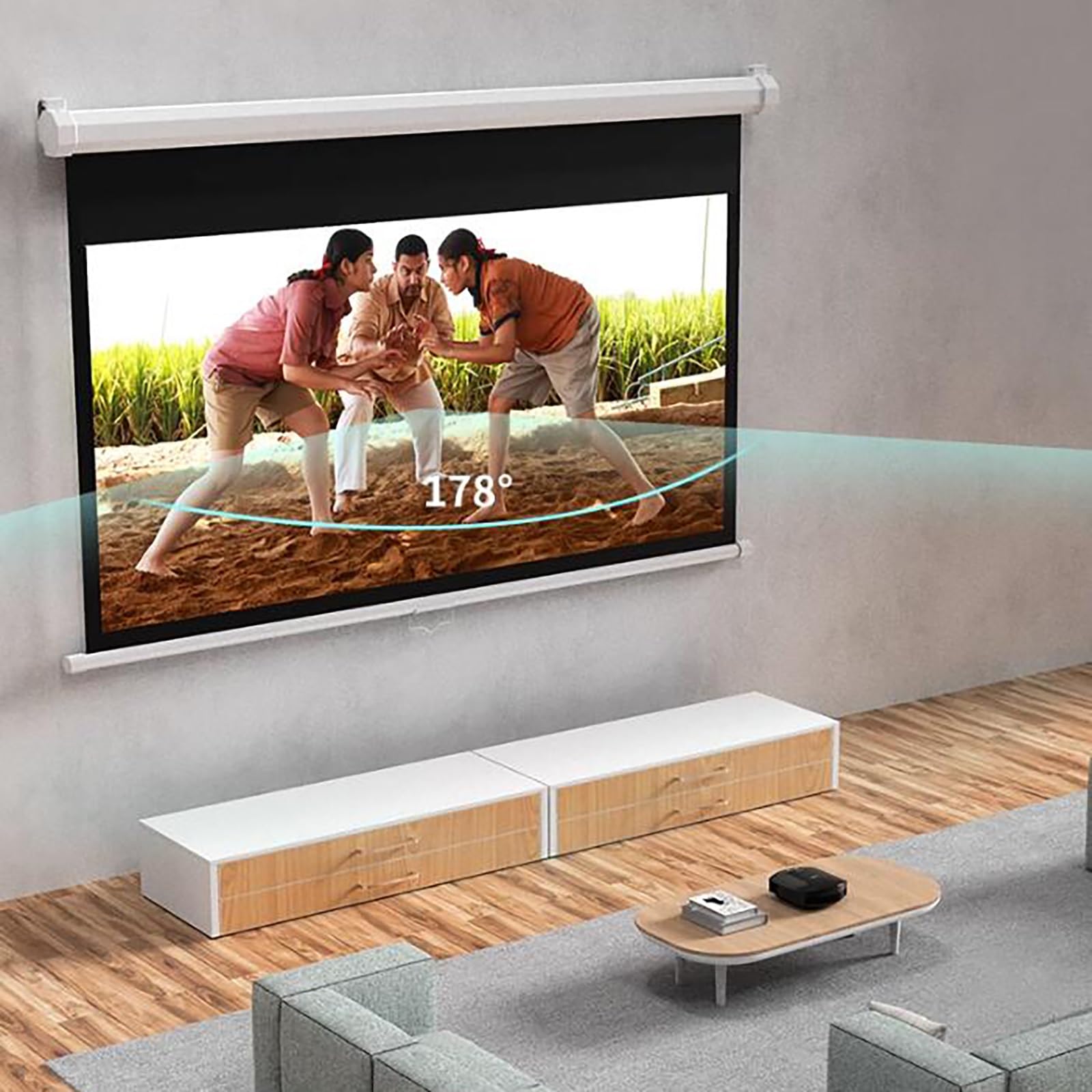 Amazon | プロジェクター スクリーン 60 インチ/72 インチ 、手動吊り