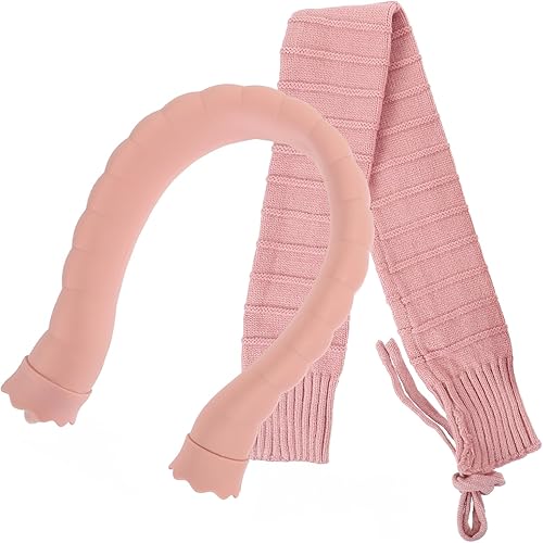 Bolsa de agua caliente en forma de U con cubierta de punto extraíble de felpa suave y cálida para alivio de vértebra cervical para un ajuste cómodo,