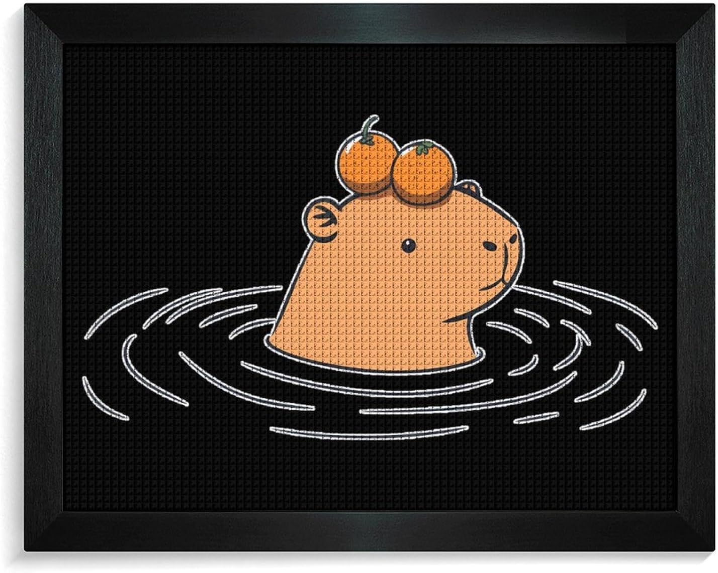 Swimming Capybara With Orange Printed Diamond 5D Painting Kits DIY Full Drill Crafts for Home Wall Decor 16x20 Inch Blackwood 50 * 40cm