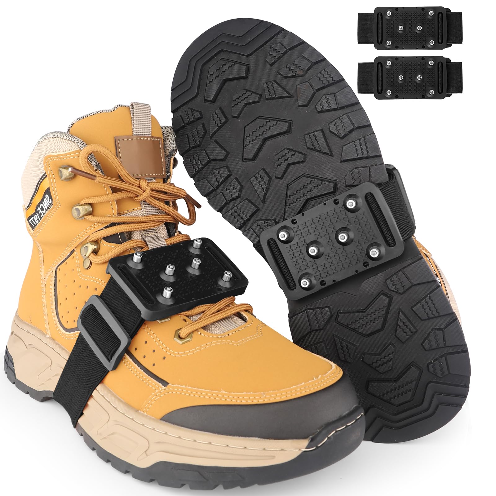 SYOURSELF Crampons à glace pour chaussures et bottes, semelle intermédiaire rotative, crampons de traction pour la neige et la glace, crampons antidérapants en tungstène pour homme et femme, pour