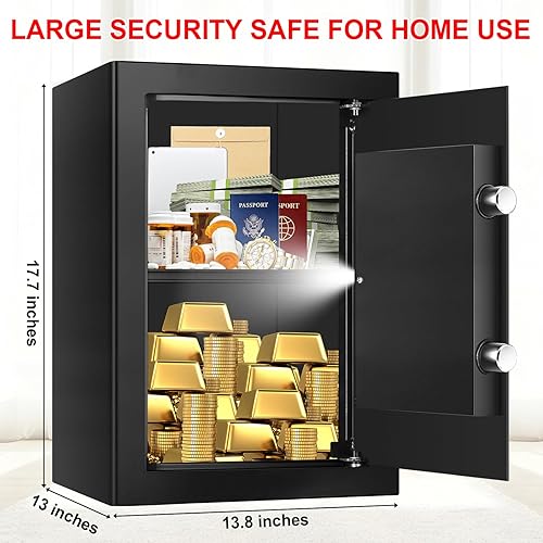 Miniatura 2 de 3.4 Cub Large Safes for Home Use, Digital Security Home Safe Box Fireproof Waterproof with Digital Keypad, Alarm System and Removable Shelf,